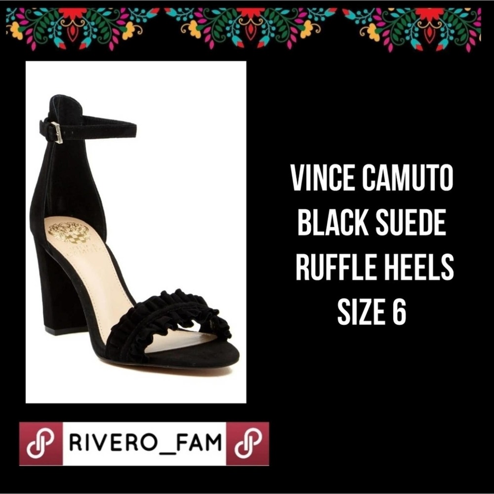 VINCE CAMUTO | RUFFLE VAMP SUEDE HEEL